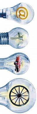 4 glødepærer der repræsenterer innovation